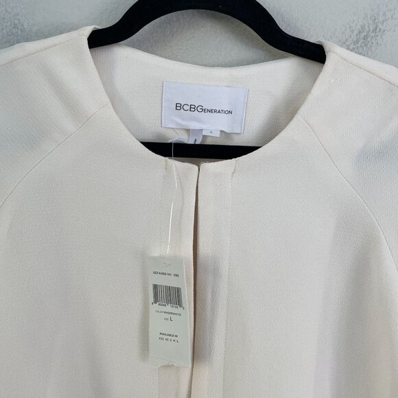 NEW BCBGGeneration Womens Large Whisper Ivory Cape Blazer Jacket Shrug - Picture 10 of 12